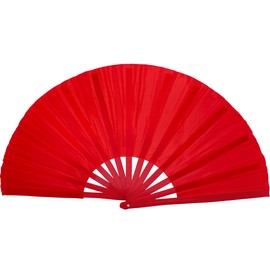 Large Rave Folding Handheld Chinese/Japanese Fan Women Girls Rave Accessories for Music Festivals Burlesque Pride Outfits Clack Fan (Red)