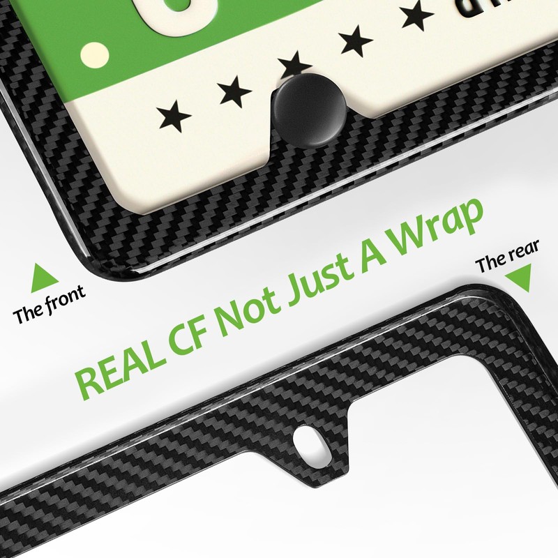 Real Carbon Fiber License Plate Frame, High Gloss Finish License