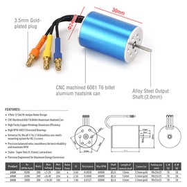 KingVal Replacement 2430 7200KV Waterproof Sensorless Brushless Motor Shaft 2mm with 25A Brushless ESC Compatible with 1/16 1/18 RC Car