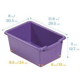 ECR4Kids Scoop Front Storage Bin, Multipurpose Organization, Purple, 30-Piece