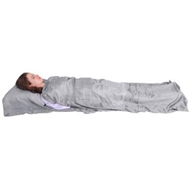Marycrafts Silk Sleeping Bag Made of 100% Natural Silk, Summer Sleeping Bag Lining, Real Silk, 210 x 84 cm (Silver)