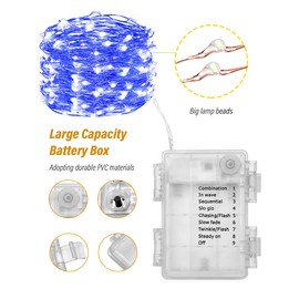 Mikasol Fairy String Lights, 4 Packs Led Fairy Lights Battery Operated Waterproof Copper Wire with Remote Control Fairy Lights for Bedroom. Firefly Lights Christmas Lights 8 Modes (16.4 ft/Blue)