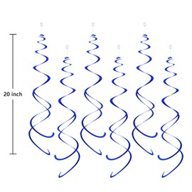 Party Swirl Decorations, Blue and Orange Foil Ceiling Hanging Swirl Decoration, Whirls Decorations for Birthday|Wedding|Anniversary|Graduation Party Supplies,Pack of 20