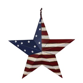 Linfevisi Metal Barn Star Wall Decor Outdoor Patriotic American Flag Stars Wall Art 12 Inch 3D Hanging Stars for Outside 4th of July Decoration House Memorial Day Independence Day Country