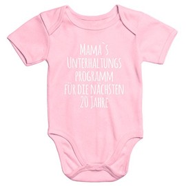 MoonWorks Short Sleeve Baby Bodysuit with Mama's Entertainment Program for the Next 20 Years Organic Cotton, pink