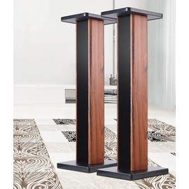 bimiti Wood Grain Speaker Stands 36 Inch Universal Floor Speaker Stand Pair Heavy Duty Hollowed Stands for Home Theater Speakers with Sand Filling Tuning Function - Pair