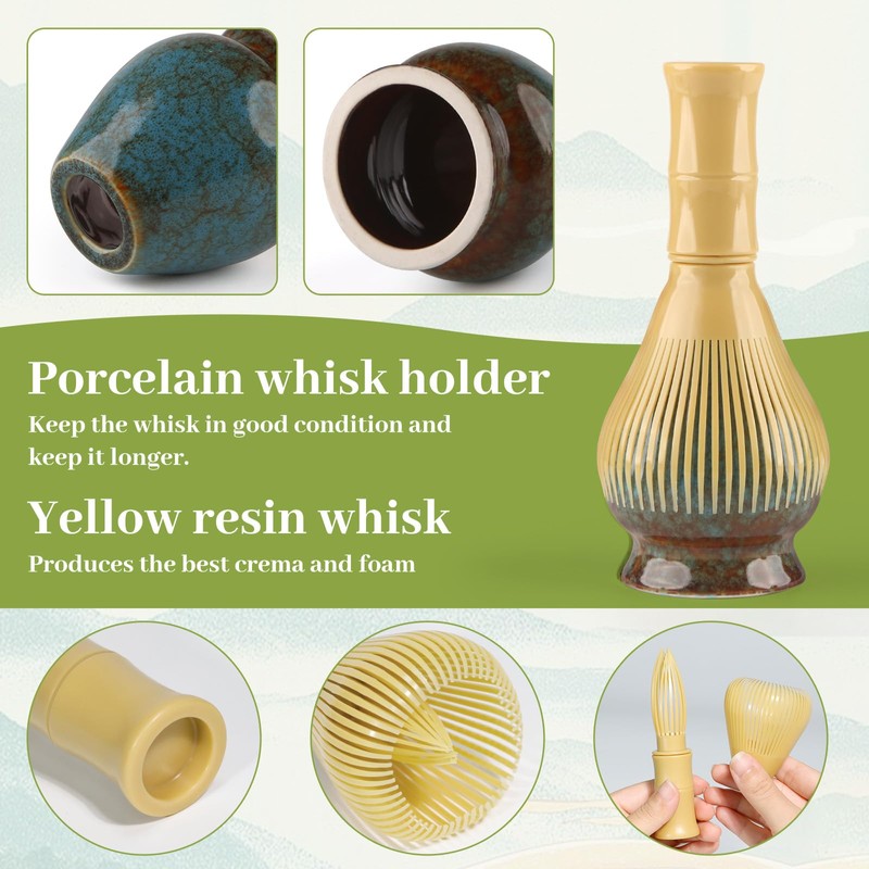 Matcha Set 4 Pieces Japanese Ceremony Resin Matcha Whisk Bamboo
