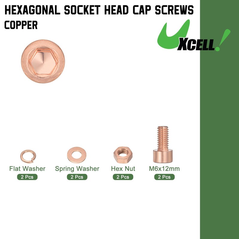 uxcell Hex Socket Bolts Kits (M6), Red Copper Cup-Shaped Head