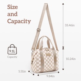 Lunch Bag Women Insulated Lunch Box,Cute Lunch bags,Reusable Large Capacity Leakproof Cooler Bag with Adjustable Shoulder Strap, Retro Checkered Brown Lunch tote for Work Office Picnic Travel