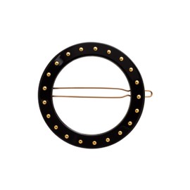 France Luxe Studded Circle Cutout Tige Boule Barrette, Black