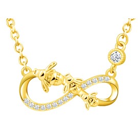 INFINIONLY Women's Girls Pendant Earring and Bracelets, 925 Silver Jewellery Sets, Cute Little Bee Infinity Symbol Pendant Earring Bracelets, Women's Jewellery Set, Inlaid Zircon, Gold, Silver, Cubic