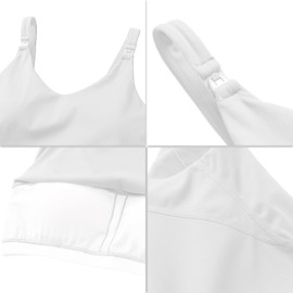 Gowjog Maternity Nursing Bra Nursing Top Women's Nursing Sports Bra U-Back Tank Top Yoga Workout Fitness Running Bra for Time During and After Pregnancy, White