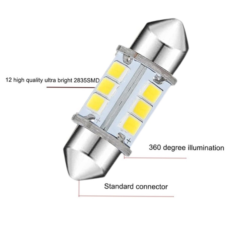 FICBOX Boat Navigation LED Bulb, 12V 31mm Marine Replacement for