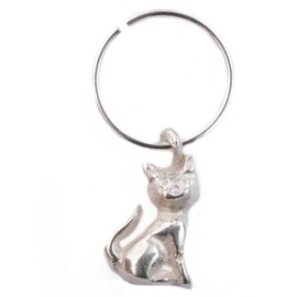 Silver Cat Cartilage Earring – 925 Silver Helix Piercing Ring – 20G 8mm Ring – Cute Birthday Mother's Day Gift