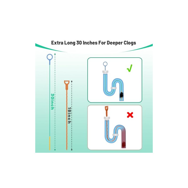 30-Inch Drain Snake Hair Clog Remover - 5 Pack