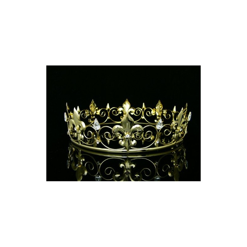 Men's Full King's Crown for Theather Prom Party - Clear