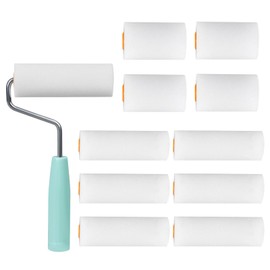 GWEOR Set 11 Pezzi Rullo per Pittura con 10 Ricambi in Spugna (6x 10cm + 4x 5cm) e Manico Universale, Mini Rullino per Pittura Professionale, Ideale per Vernice, Smalto e Fai da Te su Pareti Lisce