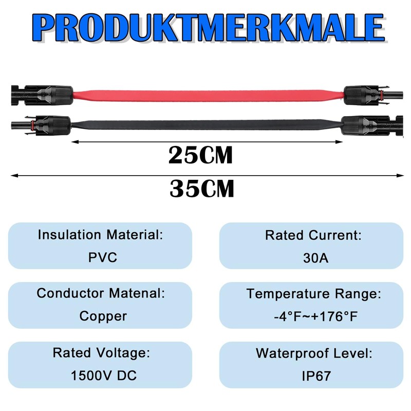Sorlpv Solar Panel Flat Cable 6 mm², 35 cm Solar