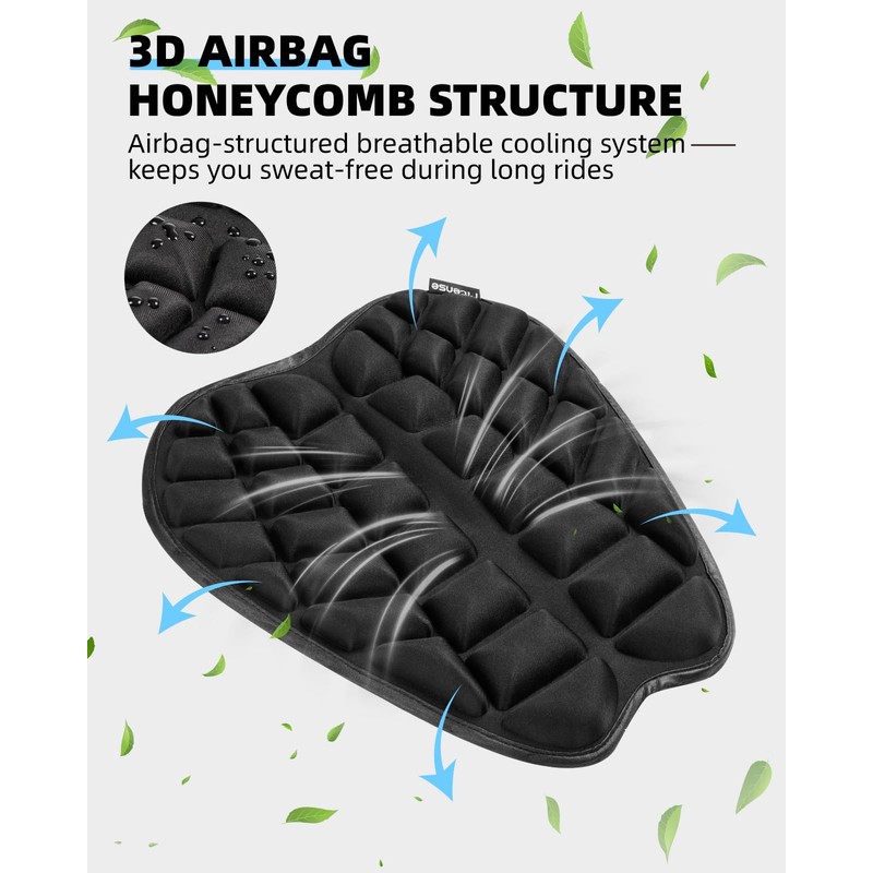 Fitense 13.8x15.8in Universal Motorcycle Seat Cushion with 3D Shock Absorption