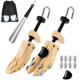 eachway Wooden Shoe Stretcher for Men and Women,Professional 4-way Shoe Widener Adjustable Length & Width for Wide Feet S