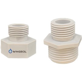 WINGSOL 3/4"-1/2" Converter Compression Thread Pipe Fitting, 3/4" Male to 1/2" Male, 3/4" Female to 1/2"Male, BPA Free Reducer Adapter with Gasket, 2 Pcs