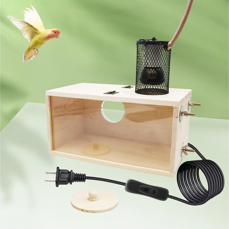 Bird House Incubator, Bird Nesting Box with Heat Lamp, 75W