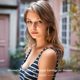 Long Vertical Bar Drop Dangle Earrings 18K Gold Plated Earrings Minimal Bar Earrings Dainty Geometric jewelry for Women