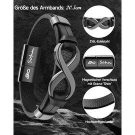 MANVEN An Meinen Sohn Gifts Leather Bracelet Engraved Son Birthday Gift for Boys Men Motivational Gift Christmas Day Inspiration Jewellery 20.5/21.5 cm, No gemstone