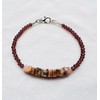 LKBEADS Unisex Pink Garnet Quartz & Peach Moonstone Rondelle &