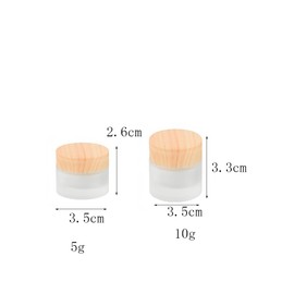 9 Pcs 5g Amber Glass Jars with Wood Grain Lids and Inner Liners,Small Cream jar Cosmetic Container Storage Jars,Refillable Travel Jars Makeup Sample Containers for Lip Balm Eye Cream,Lotion,Cosmetic