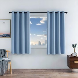 MANGATA CASA Light Blue Blackout Curtains Grommets 2 Panels for Bedroom-Window Curtain Drape for Living Room-Darkening Thermal Drapes (Light Blue,52x72inch)
