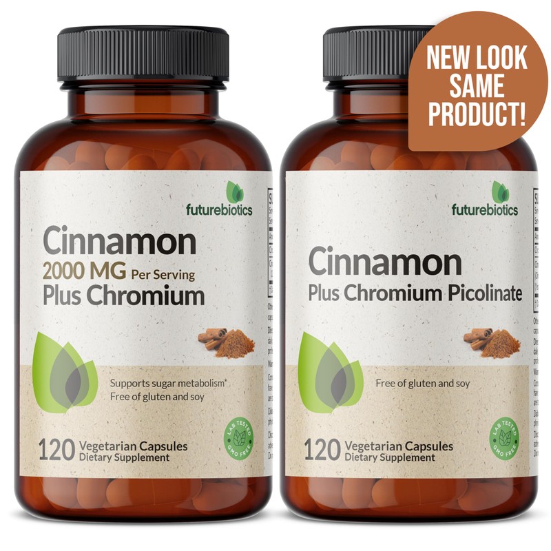 Futurebiotics Cinnamon Plus Chromium Picolinate Supplement, High Potency Chromium, Non-GMO,