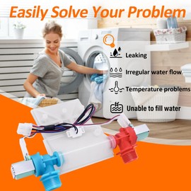 W11025984 Washer Water Inlet Valve Compatible with Whirl-pool Ama-na May-tag Cro-sley Ken-more Ro-per WTW4616FW0 WTW4616FW1 WTW4616FW2 WTW4715EW2 WTW4810EW1 WTW4810EW2 WTW4855HW0 WTW5000DW1 WTW5000DW2