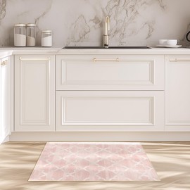 RELEANY 2x3 Alfombras Marroquíes a Cuadros, Rosado Alfombras Antideslizantes Lavables a Máquina para Salas de Estar, Dormitorios, Restaurantes y Entradas