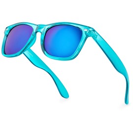 Retro Rewind Translucent Frame Colorful Neon 80s Sunglasses for Men Women - Reflective Mirrored Lens