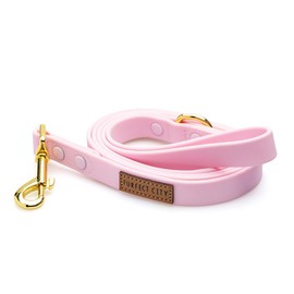 Furfect City Dog Leash Durable Waterproof PVC 5ft Long, Quick Clean Strong Metal Hook, Stylish Gold Hardware, Heavy Duty for Small to Large Breeds (Pink)