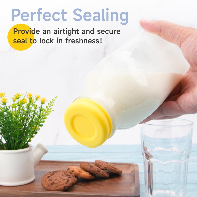Purekra 6 Pack Silicone Glass Bottle Replacement Caps, 48mm Diameter