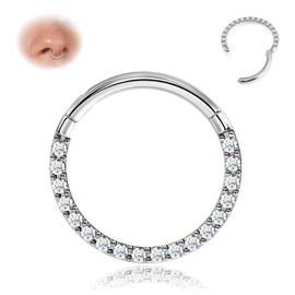 BodyBonita Hinge CZ Septum Piercing 316L Stainless Steel Nose Ring Hoop Earrings for Women 20G/18G/16G Cartilage Earrings Conch Helix Piercings Jewellery Rook Tragus Lobe Daith 6mm - 10mm, Stainless