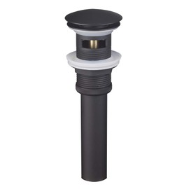 Shile Matte Black Push and Seal Pop Up Drain Stopper with Overflow for Bathroom Faucet Vanity Sink