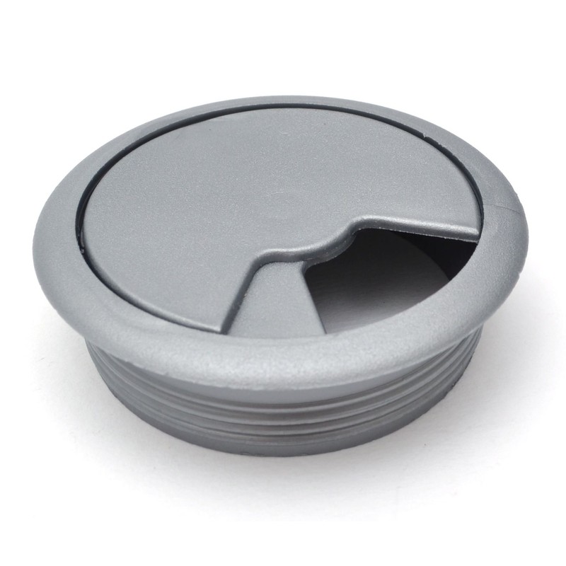 60mm Aluminium PC Computer Desk Plastic Grommet Table Cable Tidy