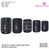 False Nails Bling Art Black Punk French Squoval 24 Fake
