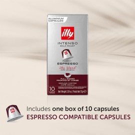 Illy Espresso Compatible Capsules - Single-Serve Coffee Capsules & Pods - Intenso Dark Roast - Notes Of Cocoa & Dried Fruit - For Nespresso Original Machines – 10 Count