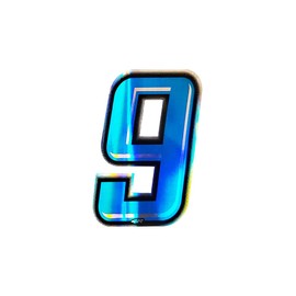 Holographic Racing Number 9 Slim, Blue, 10 x 6.5 cm