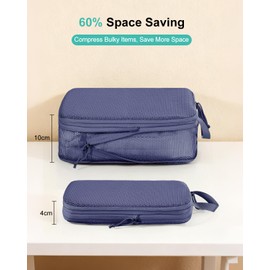ECOHUB 4pcs Compression Packing Cubes, Recycled 300% Higher Anti-tear Packing Cubes for Suitcases, Lightweight Travel Suitcases Organiser Bag for Backpack, Storage Bags for Carry On Luggage,Dark Blue