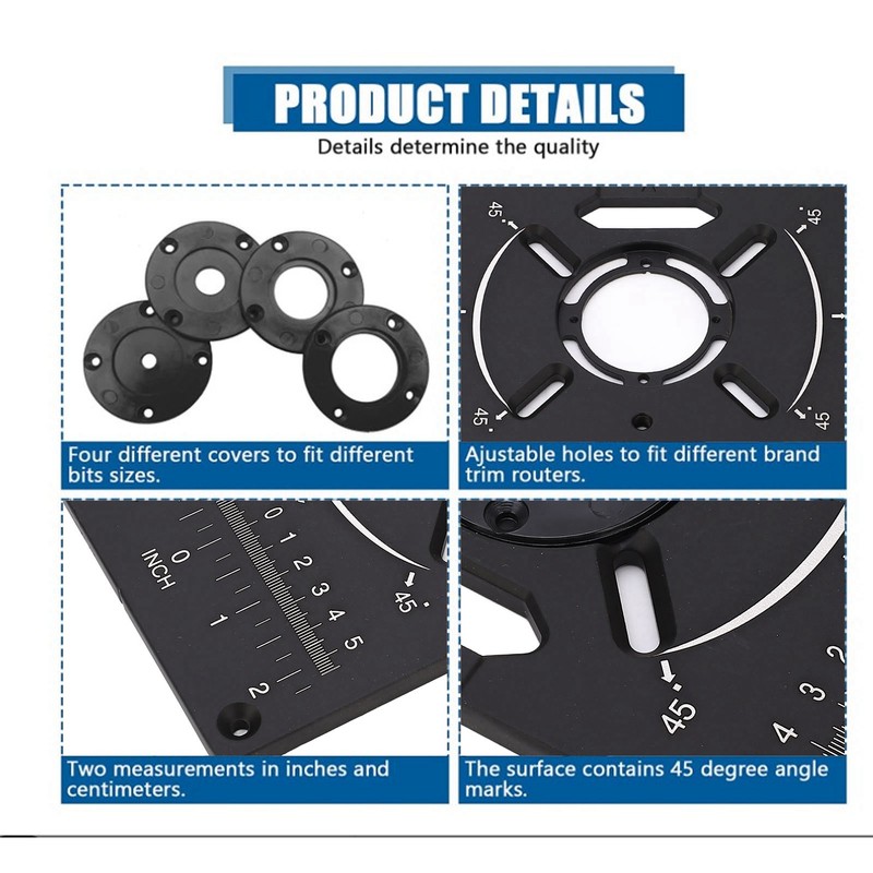 Router Plate Aluminum Alloy Router Table Insert Plate Trimming Machine