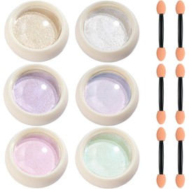 Polvo de uñas cromado efecto espejo Aurora de 6 colores con acabado metálico