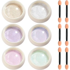Polvo de uñas cromado efecto espejo Aurora de 6 colores con acabado metálico