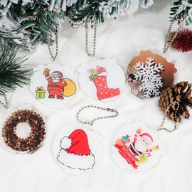 Perfect Christmas Tree Ornaments Set,12Pack Christmas Tree Ornaments Set 3 Inch Blank Acrylic Circle Discs with Hole,DIY Santa Claus Snowman Theme for Christmas Tree Hanging Decorations,Gift Tag