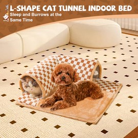 Marchul Cat Tunnel Bed for Indoor Cats, 2 in 1 Cat Bed and Tunnel Cat Toys, 42.5cm(16.73in) Cat Tunnel, with 3D Rebound Foam, Detachable & Washable Pet Bed and Play Tunnel, Non-Slip Bottom