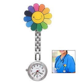 LHKJ Nurses Fashion Quartz Clip-on Fob Brooch Hanging Pocket Smile Flower Watches